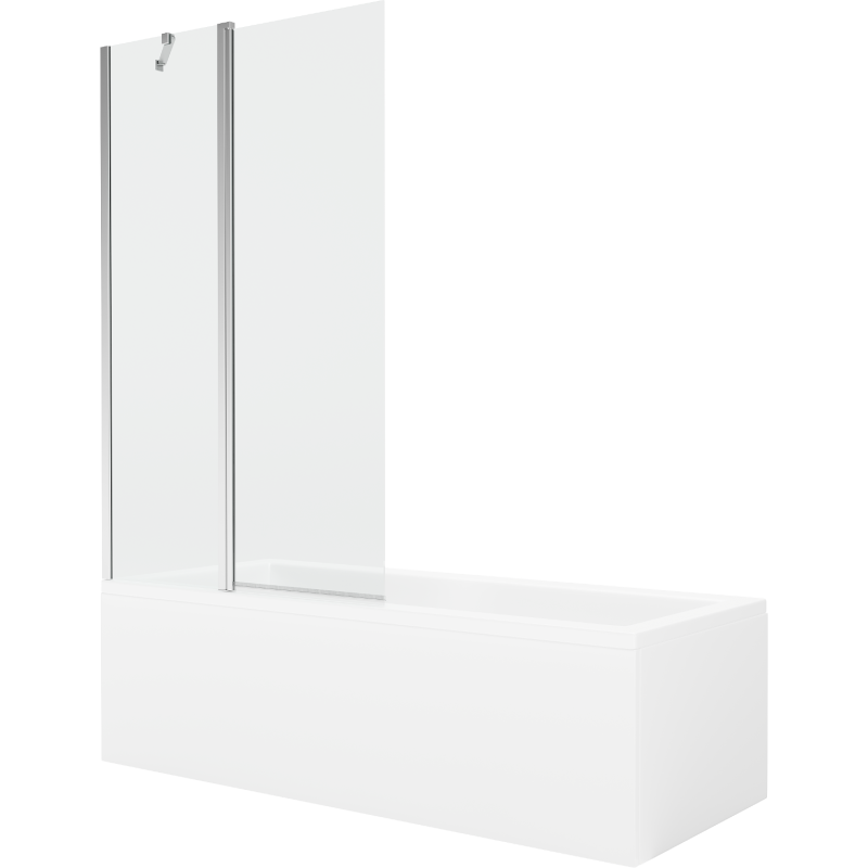 Mexen Cubik rechteckige Badewanne 170 x 70 cm mit Verkleidung und 1-flügliger Duschabtrennung 100 cm, transparent, chrom - 55031