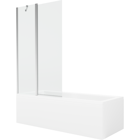 Mexen Cubik rechteckige Badewanne 170 x 70 cm mit Verkleidung und 1-flügliger Duschabtrennung 100 cm, transparent, chrom - 55031