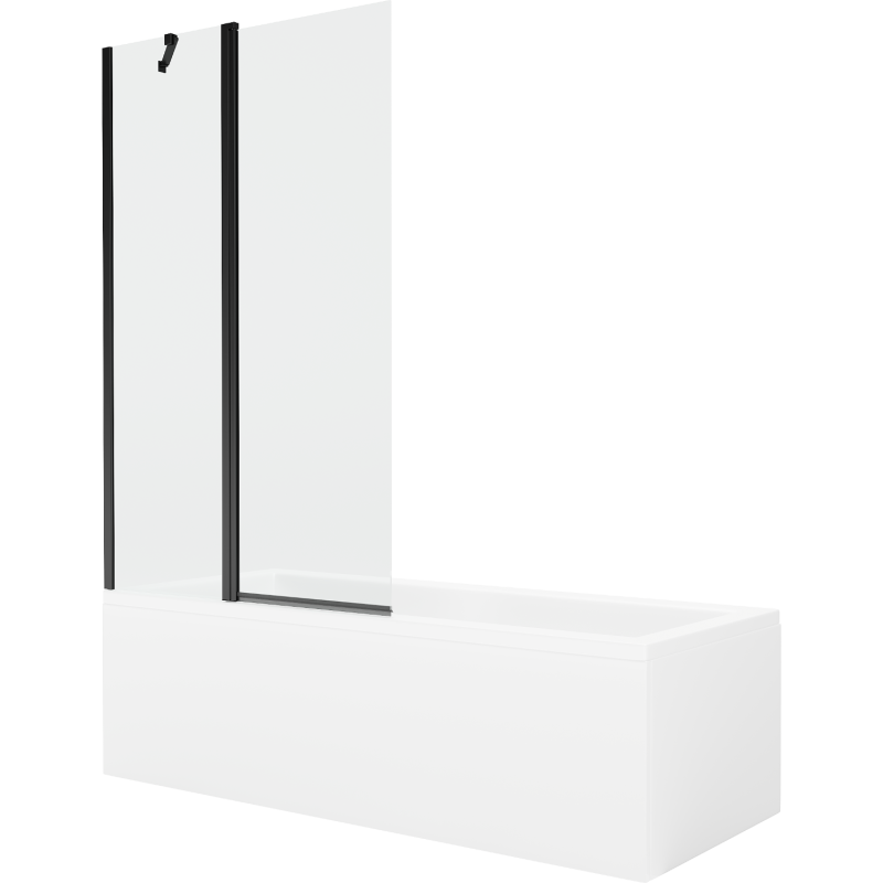 Mexen Cubik rechteckige Badewanne 170 x 70 cm mit Verkleidung und 1-flügliger Duschabtrennung 100 cm, transparent, Schwarz - 550