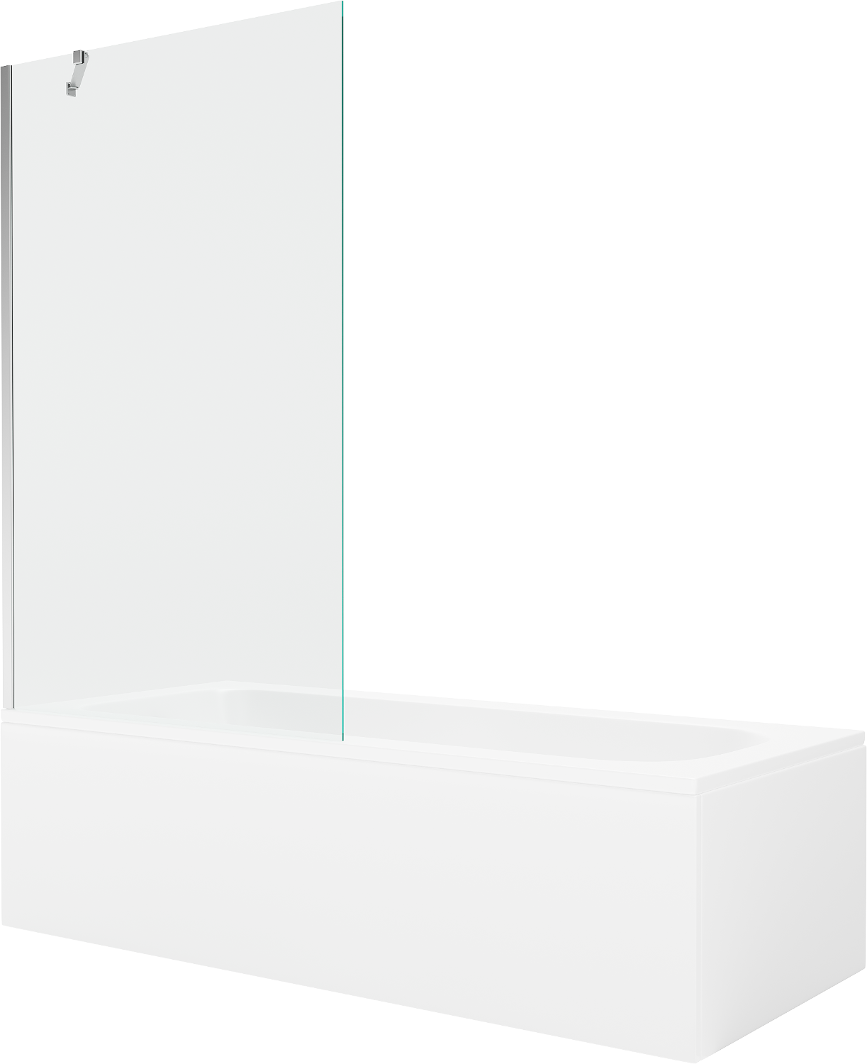 Mexen Vega rechteckige Badewanne 150 x 70 cm mit Verkleidung und 1-flügliger Duschabtrennung 100 cm, transparent, chrom - 550115