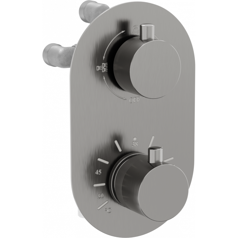 Mexen Kai Thermostat-Wannen-/Duschbatterie mit 3 Ausgängen, Graphit - 77602-66