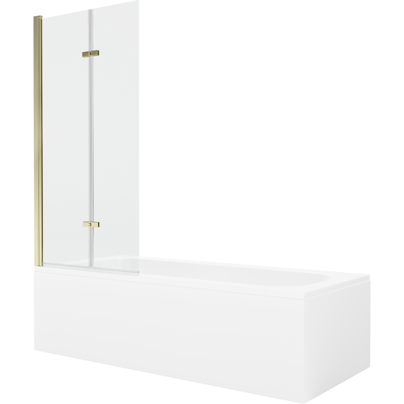 Mexen Vega Rechteckige Badewanne 180 x 80 cm mit Verkleidung und 2-flügeliger Blende 80 cm, transparent, gold - 550118080X920802