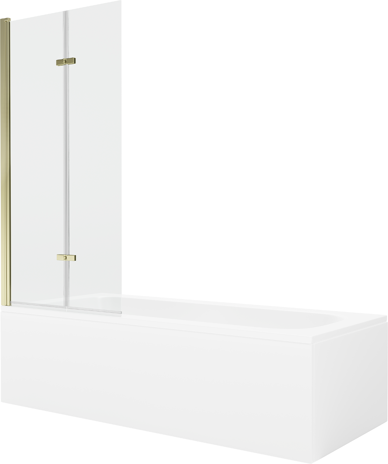 Mexen Vega Rechteckige Badewanne 180 x 80 cm mit Verkleidung und 2-flügeliger Blende 80 cm, transparent, gold - 550118080X920802