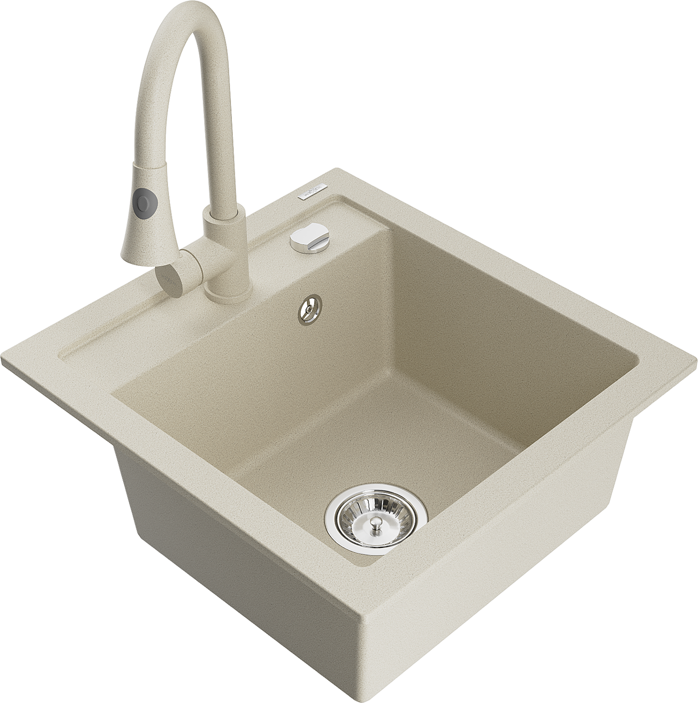 Mexen Vito 1-Becken-Granit-Spüle mit Mischbatterie Elia, Beige - 6503-69-670101-69