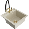 Mexen Vito 1-Becken-Granitspüle mit Mischbatterie Duo, Beige - 6503-69-671701-57-G