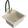 Mexen Milo 1-Becken-Granitspüle mit Mischbatterie Duo, Beige - 6505-69-671701-57-G