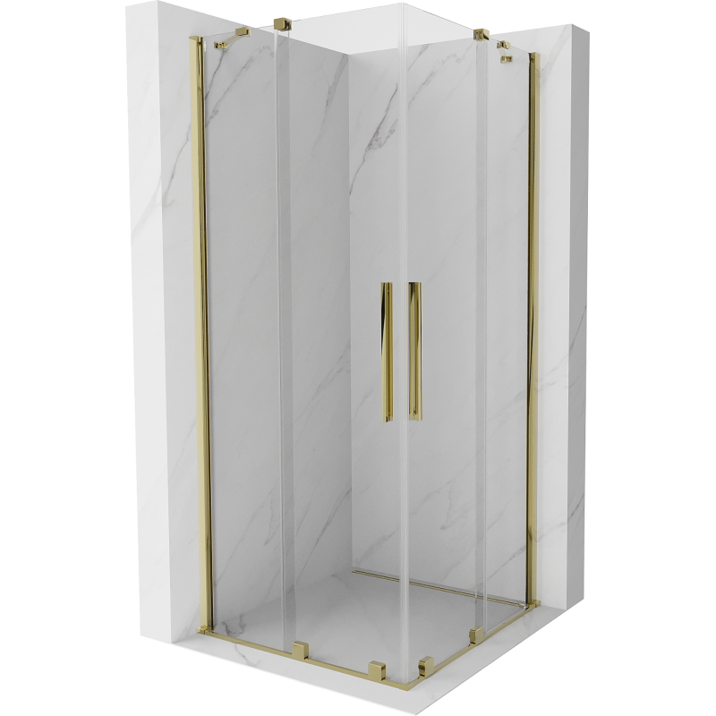 Mexen Velar Duo ausziehbare Duschabtrennung 80 x 80 cm, transparent, Gold - 871-080-080-02-50