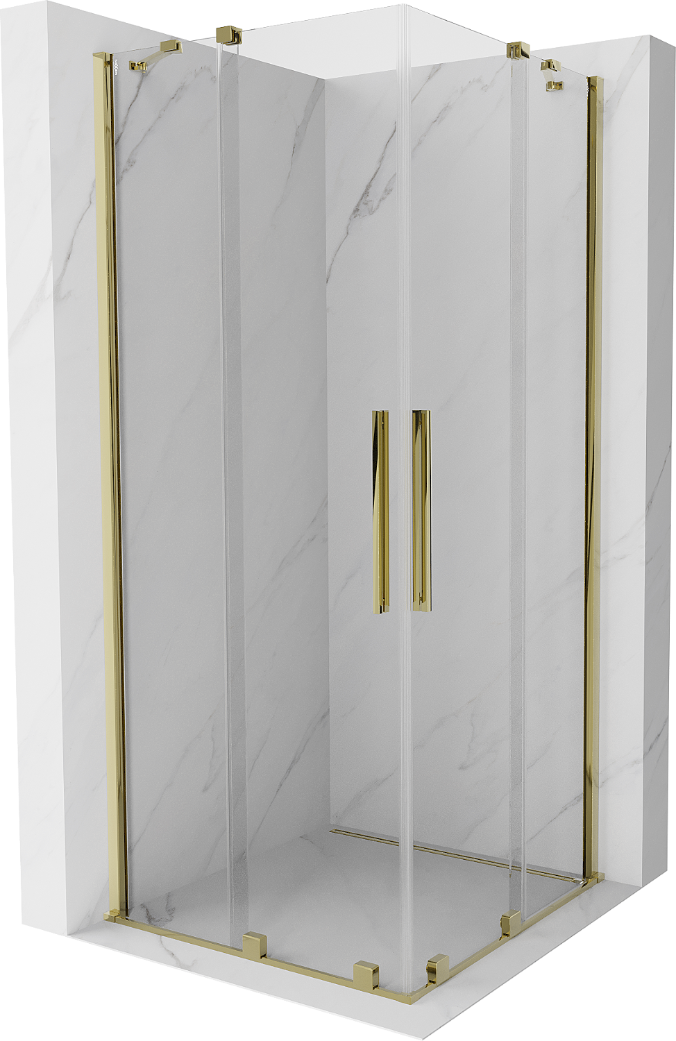 Mexen Velar Duo ausziehbare Duschabtrennung 80 x 80 cm, transparent, Gold - 871-080-080-02-50