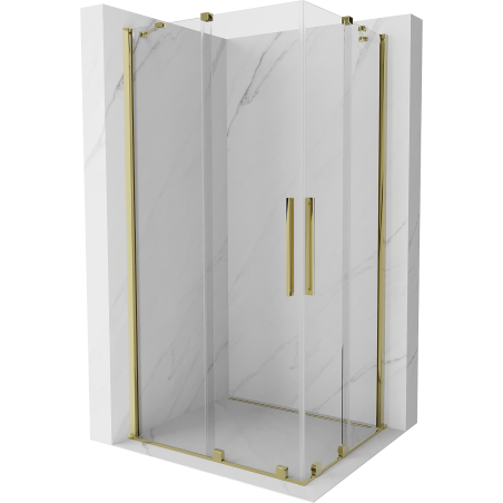 Mexen Velar Duo ausziehbare Duschabtrennung 90 x 80 cm, transparent, Gold - 871-090-080-02-50