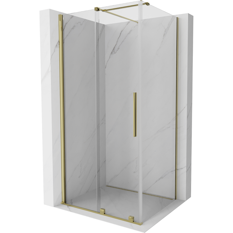 Mexen Velar ausziehbare Duschabtrennung 90 x 75 cm, transparent, Gold - 871-090-075-01-50