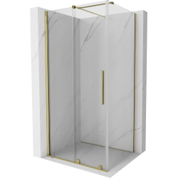 Mexen Velar ausziehbare Duschabtrennung 90 x 85 cm, transparent, Gold - 871-090-085-01-50