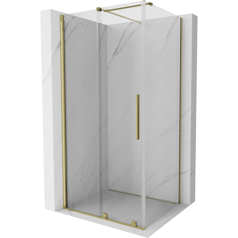 Mexen Velar ausziehbare Duschabtrennung 90 x 85 cm, transparent, Gold - 871-090-085-01-50