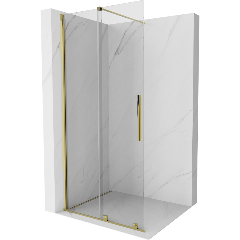 Mexen Velar Duschwand Schiebewand Walk-in 75 x 200 cm, transparent 8 mm, gold - 871-075-000-03-50