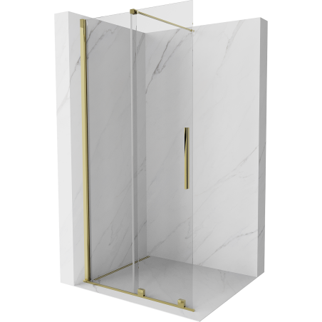 Mexen Velar Duschwand schwenkbar Walk-in 90 x 200 cm, transparent 8 mm, gold - 871-090-000-03-50