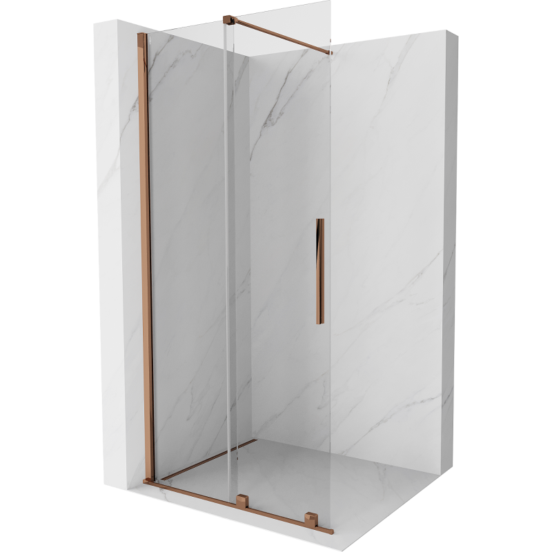 Mexen Velar Schiebeduschwand Walk-in 70 x 200 cm, transparent 8 mm, roségold - 871-070-000-03-60