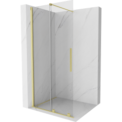 Mexen Velar Duschwand schwenkbar Walk-in 70 x 200 cm, transparent 8 mm, gebürstetes Gold