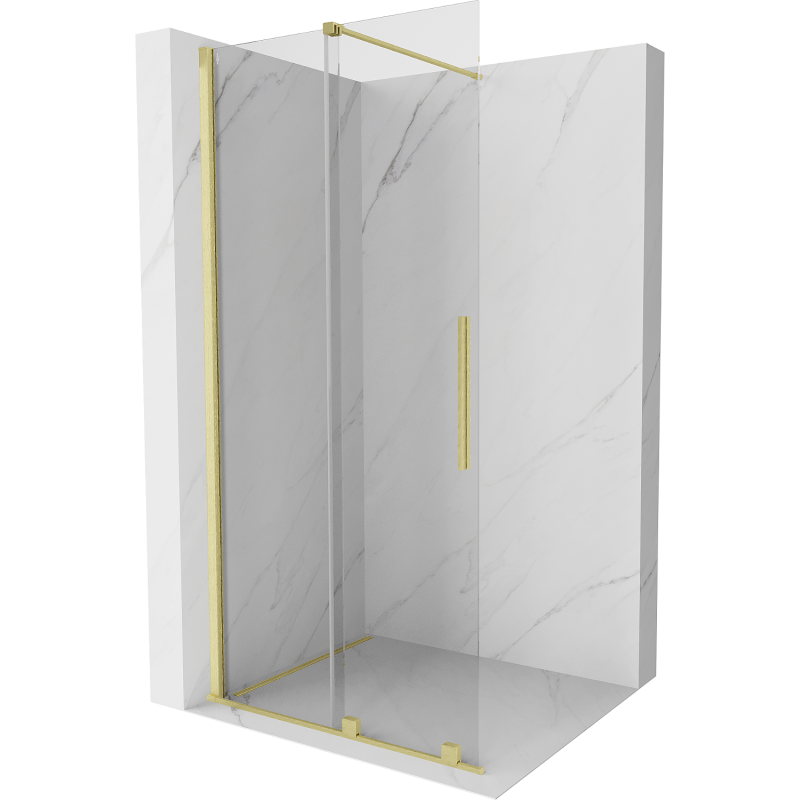 Mexen Velar Duschwand schwenkbar Walk-in 70 x 200 cm, transparent 8 mm, gebürstetes Gold