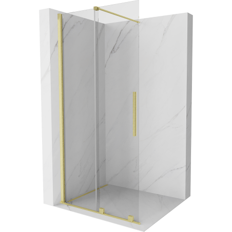 Mexen Velar Duschwand schiebbar Walk-in 90 x 200 cm, transparent 8 mm, gebürstetes Gold - 871-090-000-03-55