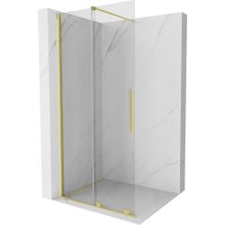 Mexen Velar Duschwand Walk-in 100 x 200 cm, transparent 8 mm, gebürstetes Gold