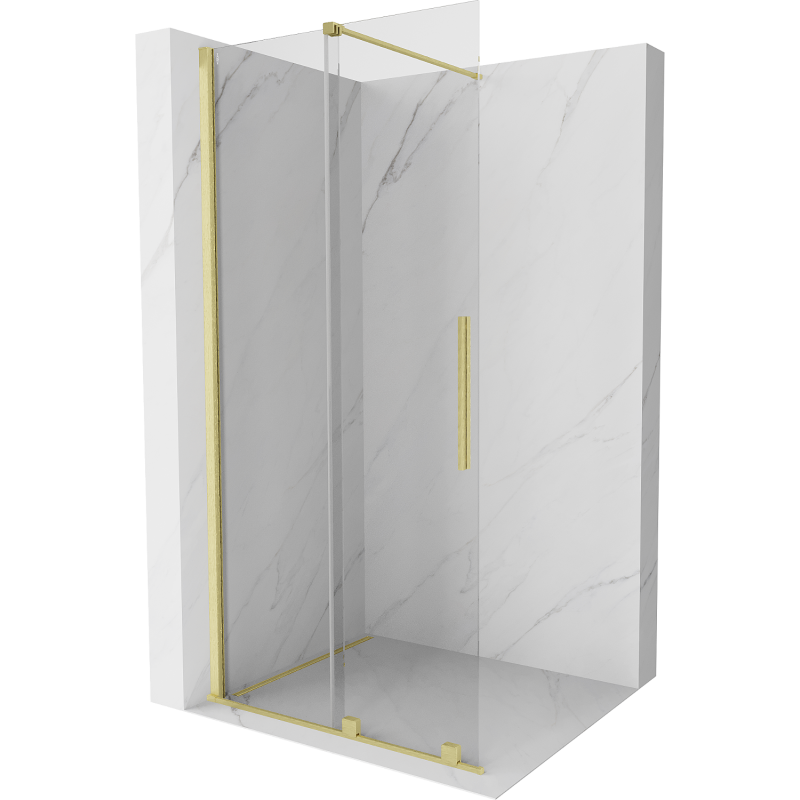 Mexen Velar Duschwand Walk-in 120 x 200 cm, transparent 8 mm, gebürstetes Gold