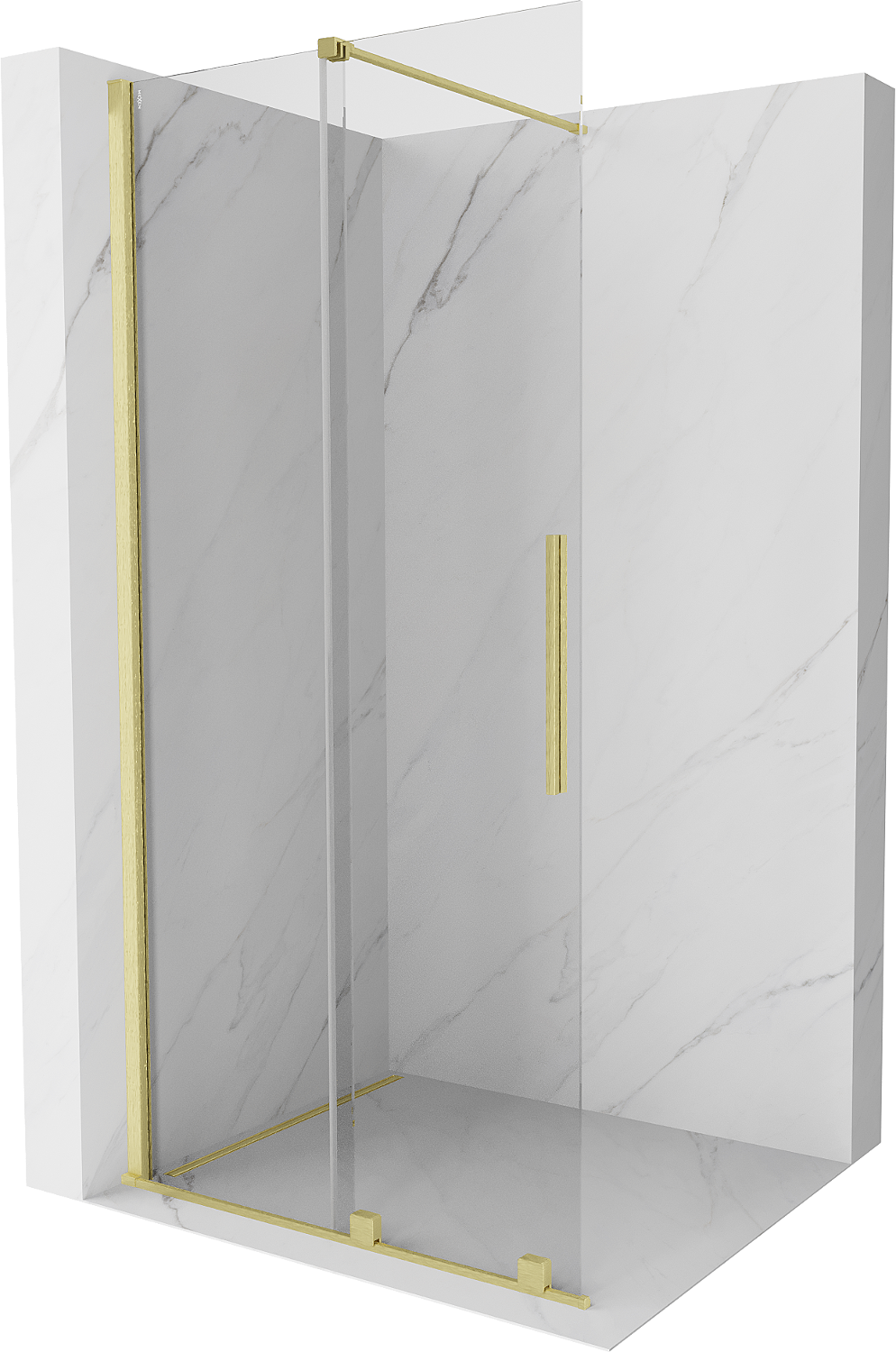 Mexen Velar Duschwand Walk-in 120 x 200 cm, transparent 8 mm, gebürstetes Gold