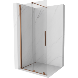 Mexen Velar Duschwand ausziehbar Walk-in 75 x 200 cm, transparent 8 mm, roségold - 871-075-000-03-60