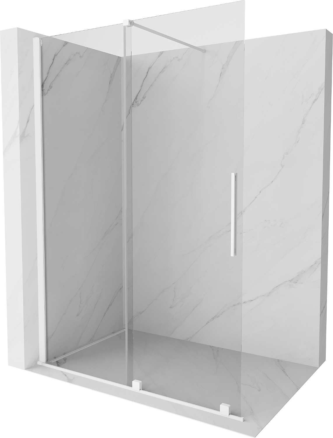 Mexen Velar Duschwand Walk-in 160 x 200 cm, transparent 8 mm, weiß - 871-160-000-03-20