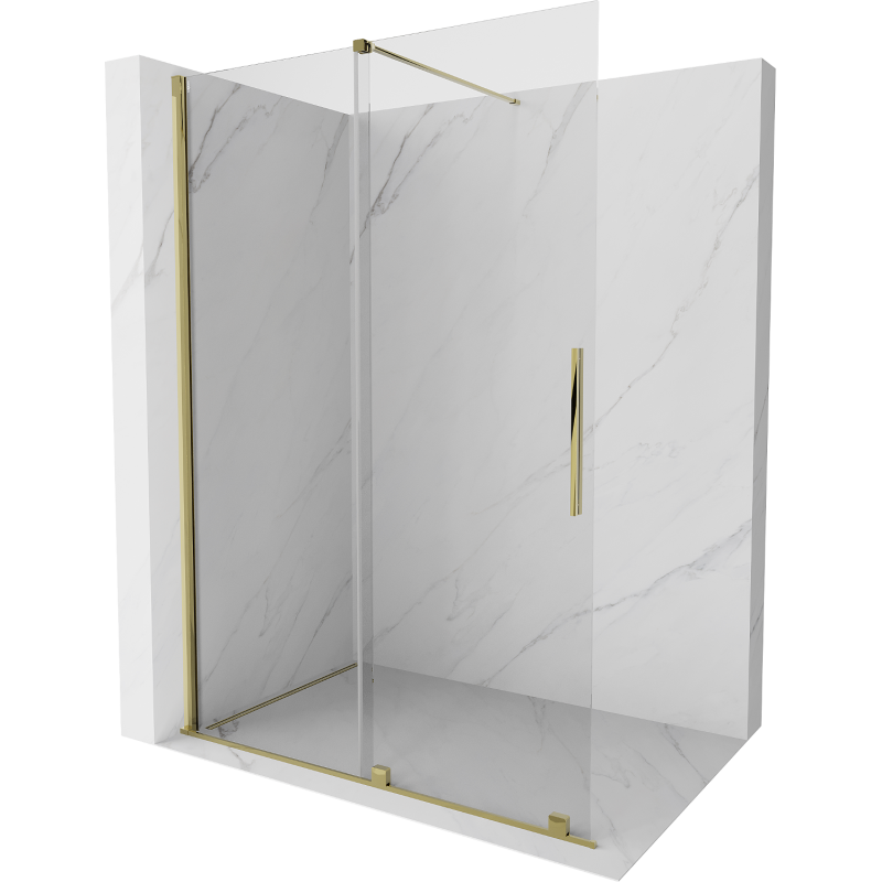 Mexen Velar Duschwand anpassbar Walk-in 130 x 200 cm, transparent 8 mm, gold - 871-130-000-03-50