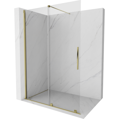 Mexen Velar Duschwand Walk-in 140 x 200 cm, transparent 8 mm, gold - 871-140-000-03-50