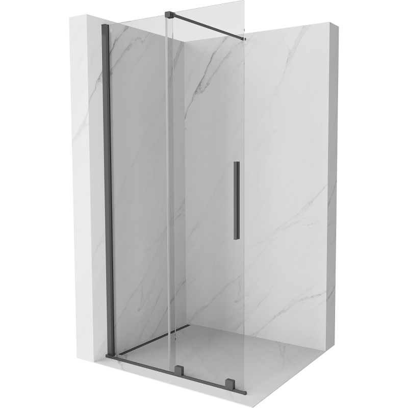 Mexen Velar Duschwand Faltbar Walk-in 100 x 200 cm, Transparent 8 mm, Waffenfarben gebürstet - 871-100-000-03-66