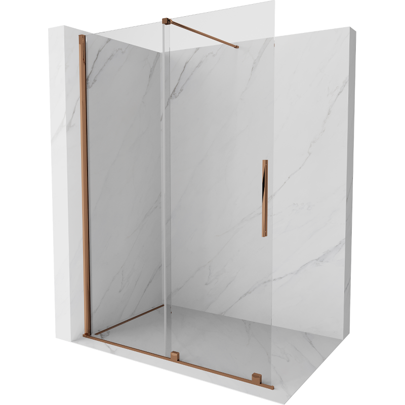 Mexen Velar verschiebbare Walk-in-Dusche 150 x 200 cm, transparent 8 mm, roségold - 871-150-000-03-60