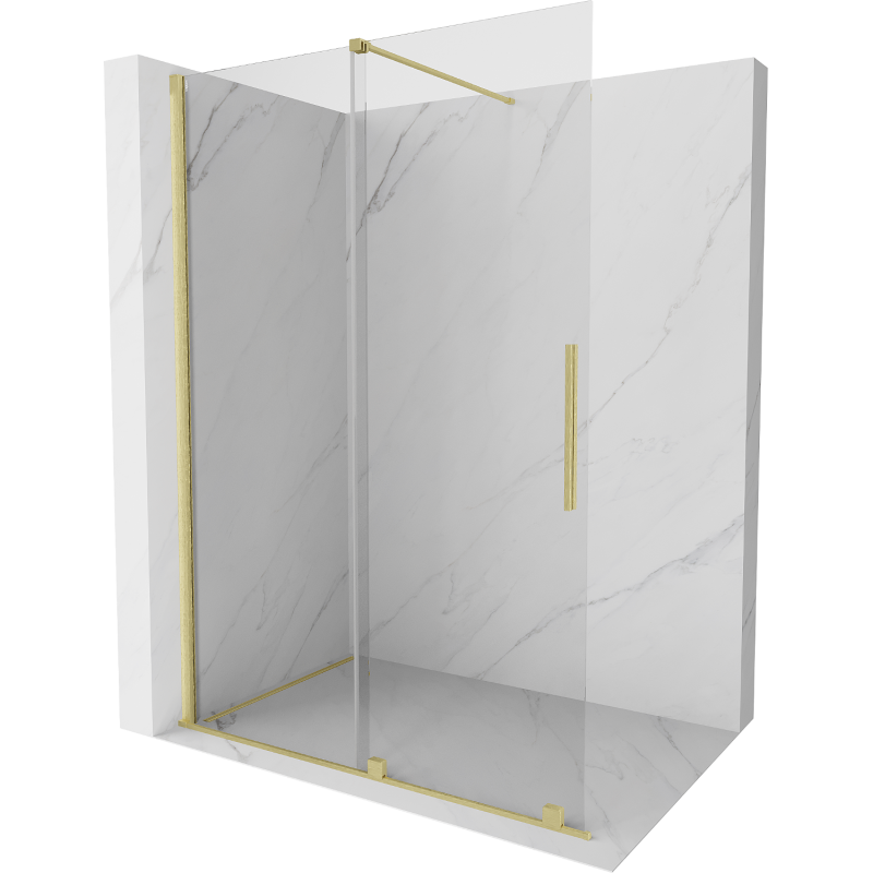 Mexen Velar Duschwand Faltbar Walk-in 130 x 200 cm, transparent 8 mm, gebürstetes Gold - 871-130-000-03-55