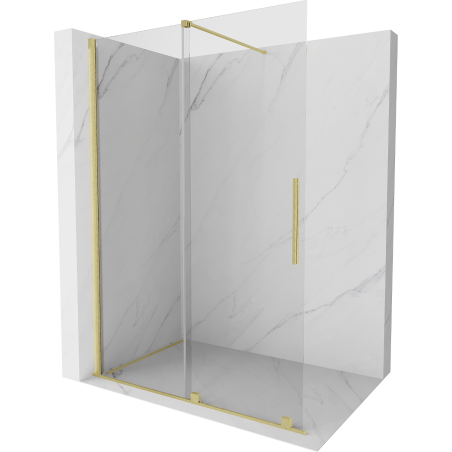 Mexen Velar Duschwand Faltbar Walk-in 130 x 200 cm, transparent 8 mm, gebürstetes Gold - 871-130-000-03-55