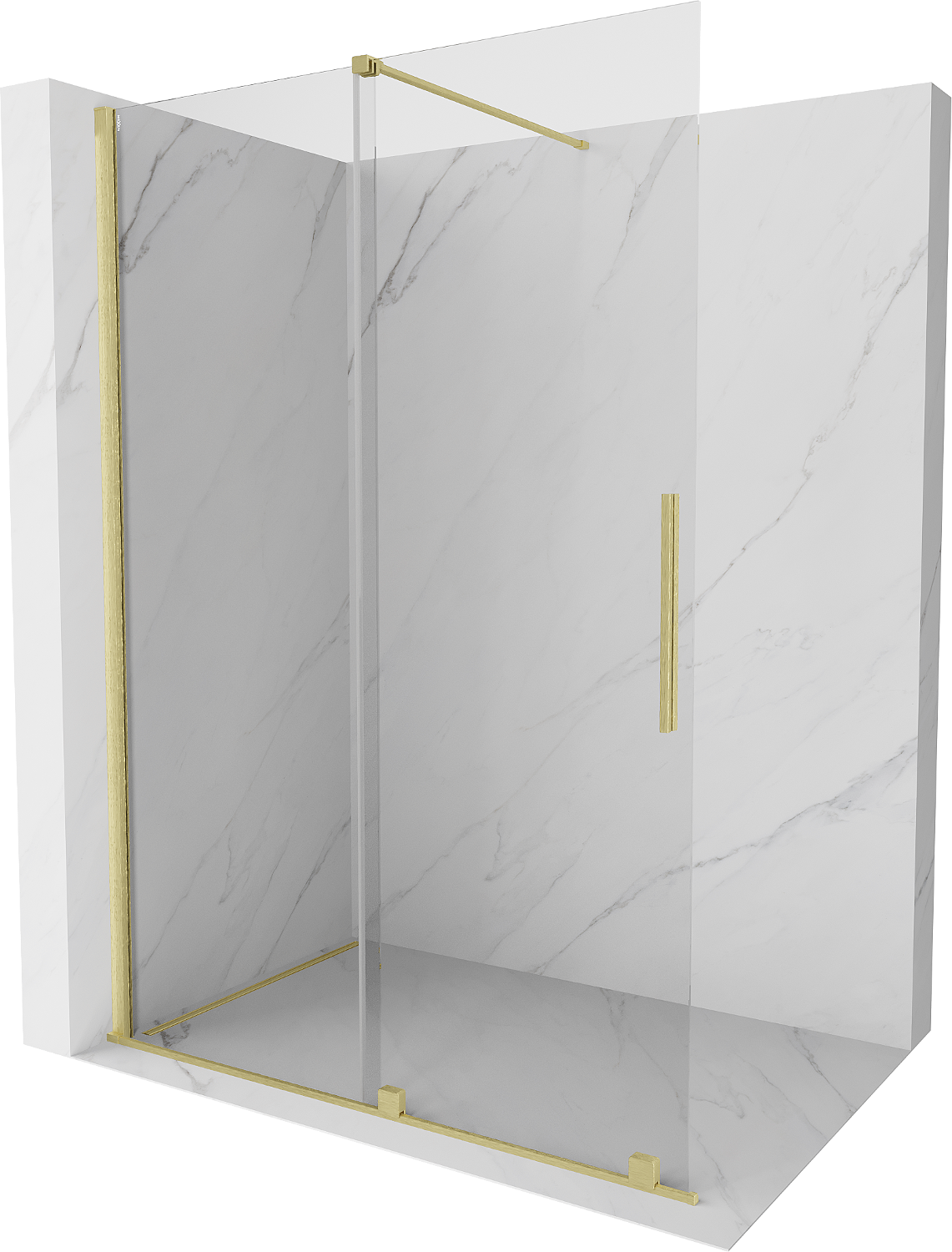 Mexen Velar Duschwand Faltbar Walk-in 130 x 200 cm, transparent 8 mm, gebürstetes Gold - 871-130-000-03-55