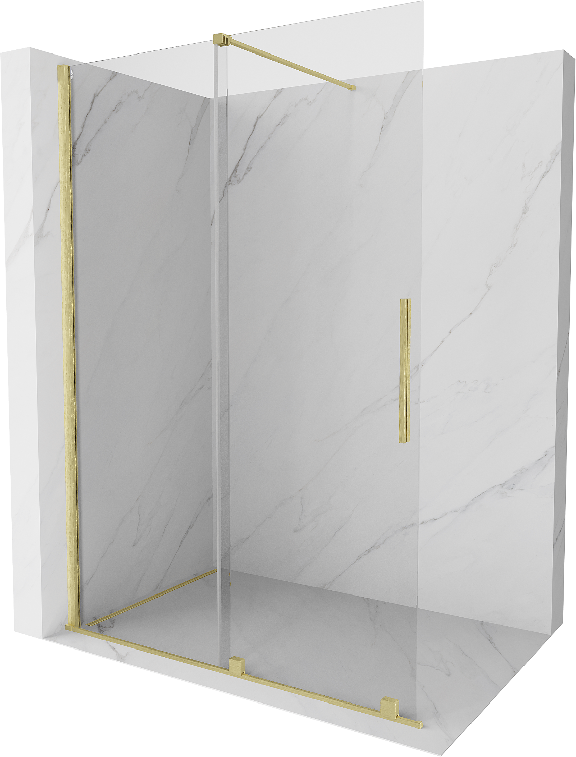 Mexen Velar Duschwand Walk-in 160 x 200 cm, transparent 8 mm, gebürstetes Gold - 871-160-000-03-55