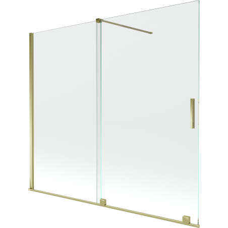 Mexen Velar 2-Flügel-Badewannenwand Regulierbare 180 x 150 cm, transparent, Gold - 896-180-000-01-50