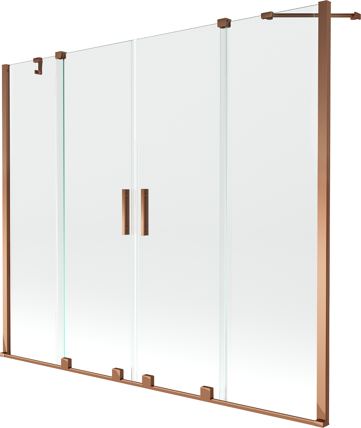 Mexen Velar Duo 2-Flügel-Badewannenwand Regulierbare 180 x 150 cm, transparent, Rosa Gold - 896-180-000-02-60