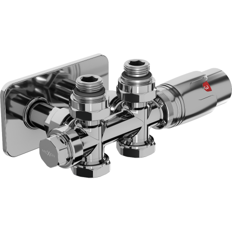 Mexen G00 Thermostat-Set Eckig/Gerade mit Verkleidung S, Duplex, DN50, Chrom - W908-900-910-01