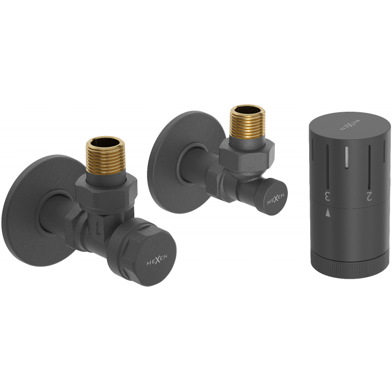 Mexen G05 Thermostat-Set Winkel mit Blende R, Anthrazit - W901-958-904-66