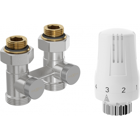 Mexen G01 thermostatisches Kit Zweirohr DN50, gerade 1/2"x3/4", Nickel - W912-012-918-01