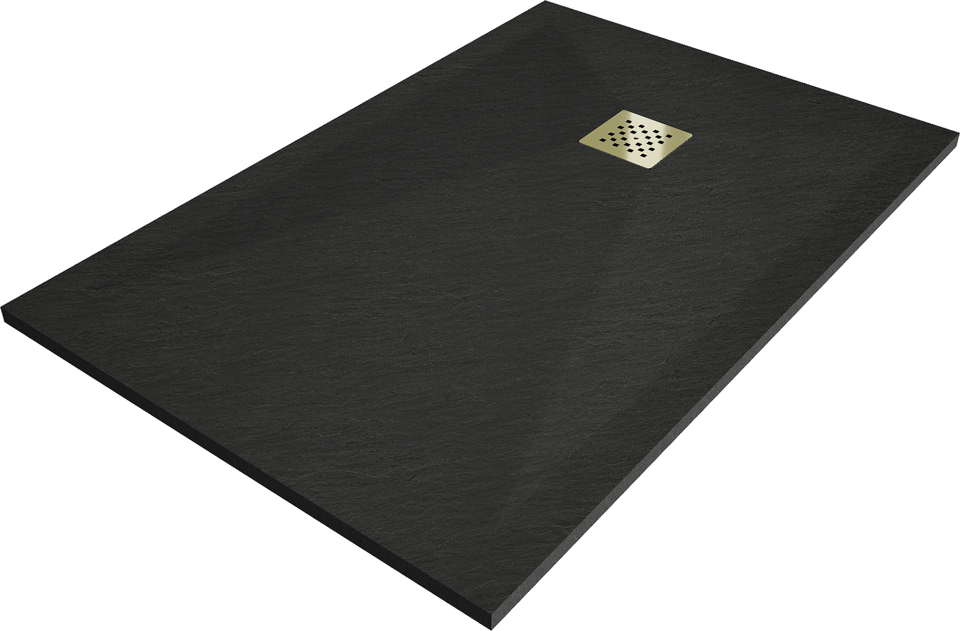 Mexen Stone+ rechteckige Verbundduschtasse 100 x 80 cm, schwarz, Abdeckplatte gold - 44708010-G