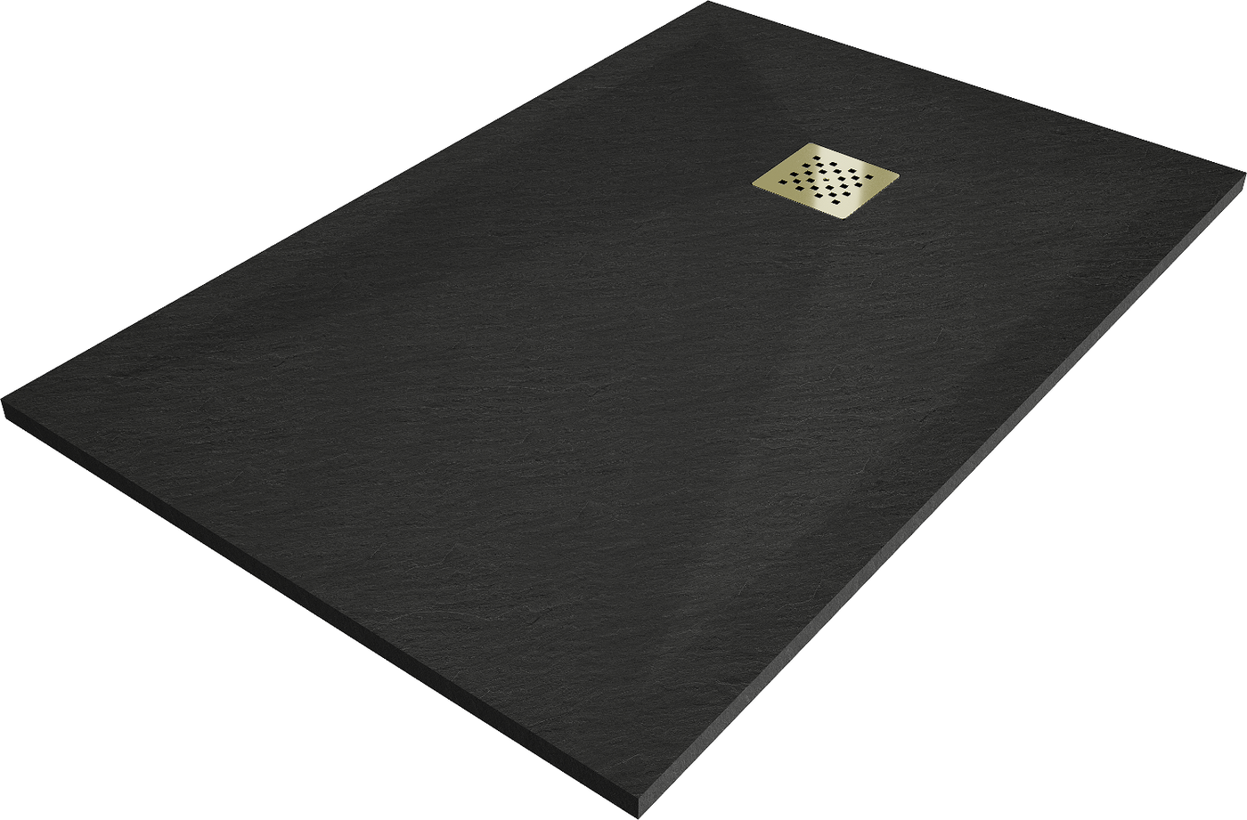 Mexen Stone+ rechteckige Verbundduschtasse 120 x 90 cm, schwarz, Abdeckung gold - 44709012-G