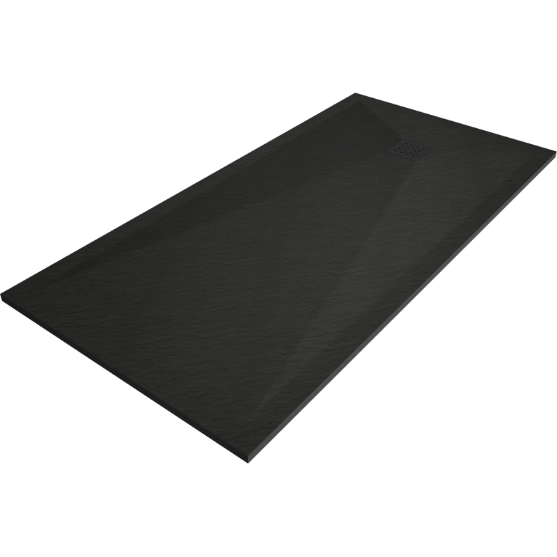 Mexen Stone+ Duschwanne aus Verbundmaterial Rechteck 160 x 90 cm, Schwarz, schwarze Abdeckung - 44709016-B