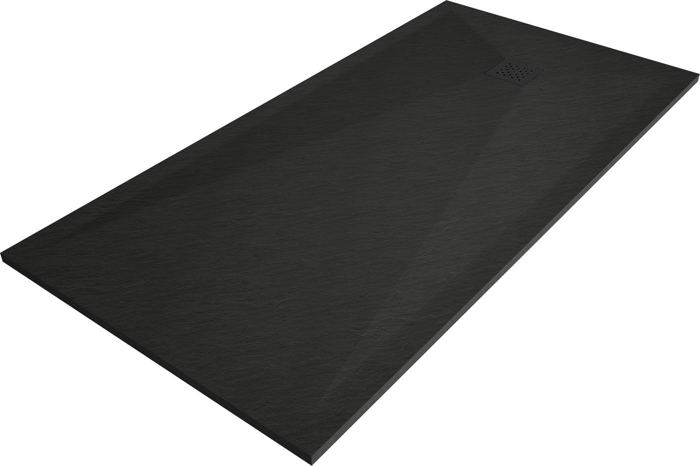 Mexen Stone+ Duschwanne aus Verbundmaterial Rechteck 160 x 90 cm, Schwarz, schwarze Abdeckung - 44709016-B