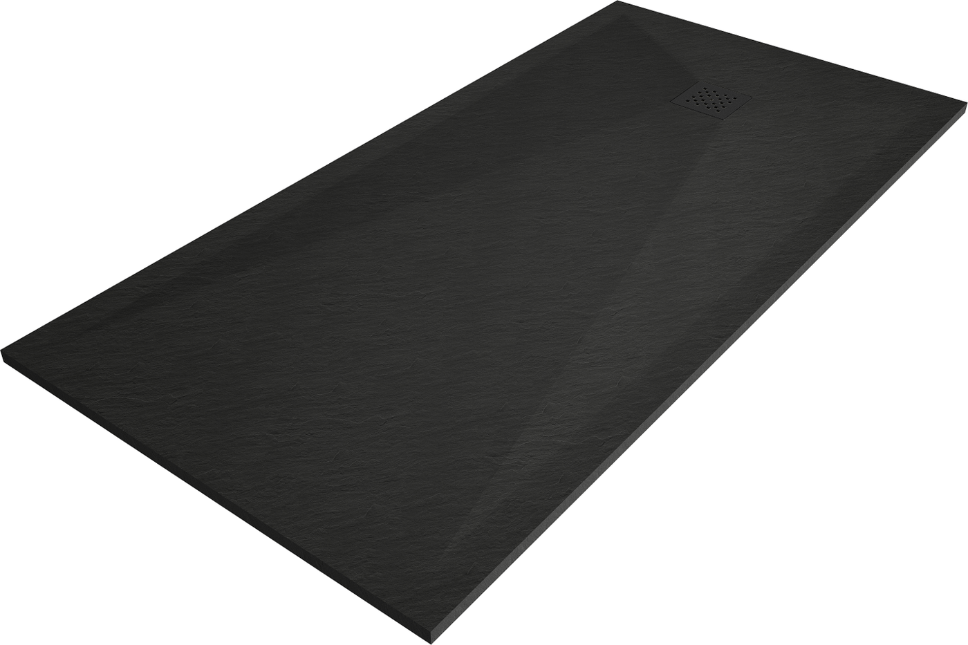 Mexen Stone+ rechteckige Verbundduschtasse 160 x 70 cm, schwarz, schwarze Abdeckung - 44707016-B