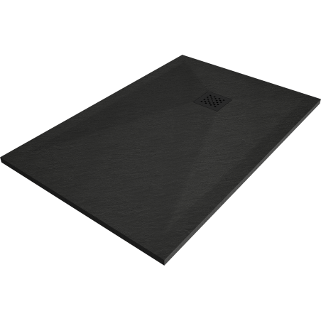 Mexen Stone+ kompaktes Rechteck-Duschbecken 130 x 90 cm, schwarz, schwarze Abdeckung - 44709013-B