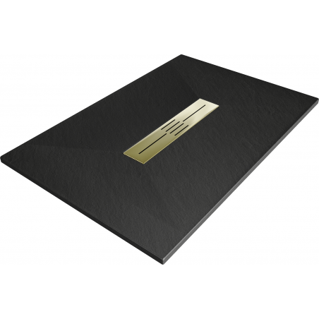 Mexen Toro rechteckige Duschwanne SMC 100 x 80 cm, schwarz, goldene Abdeckung - 43708010-G