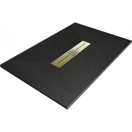 Mexen Toro Rechteck-Dusche SMC 100 x 90 cm, schwarz, Abdeckung in Gold - 43709010-G