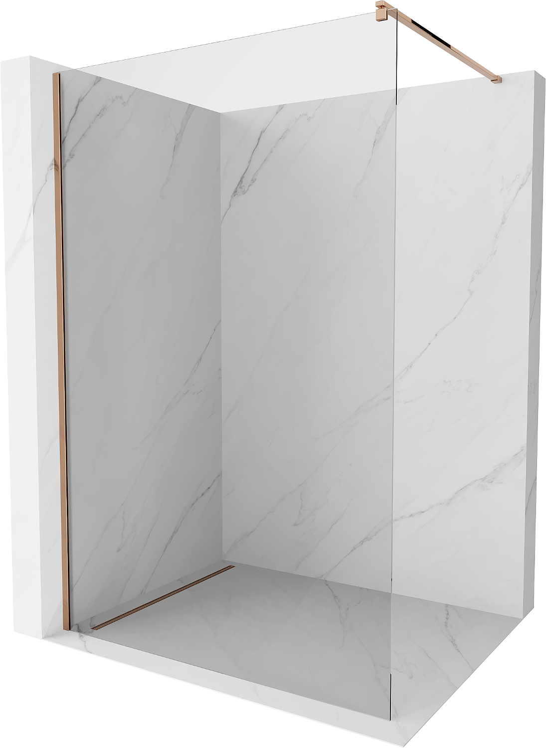 Mexen Kioto Walk-in-Dusche 155 x 200 cm, transparent 8 mm, roségold - 800-155-101-60-00