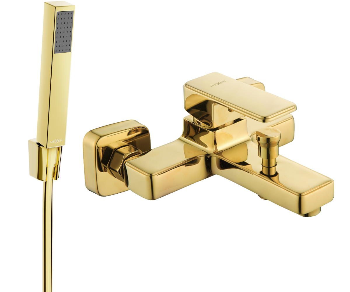 Mexen Cetus R77 Wannenbatterie mit Brausegarnitur, Gold - 74433R77-50